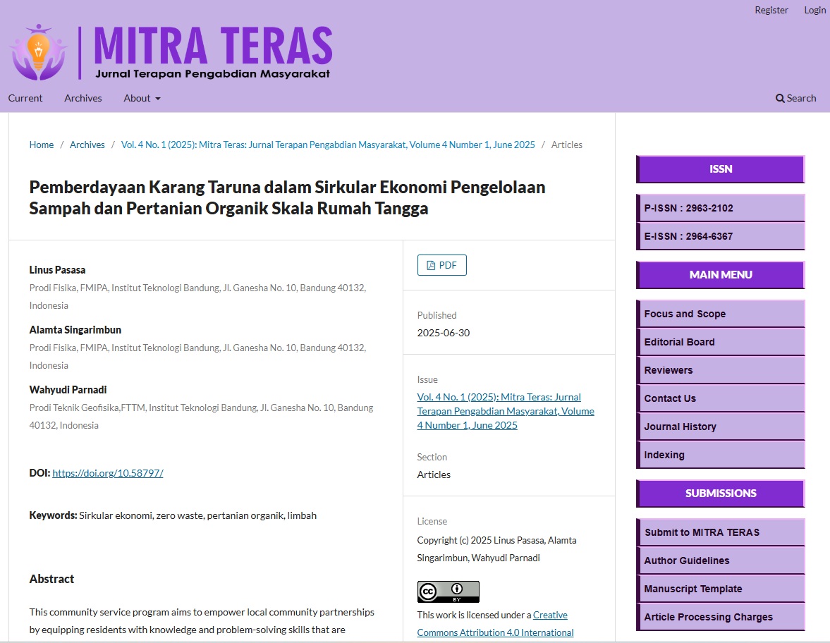 Info Publikasi Terkini 2025-6 KK FBSK FMIPA ITB