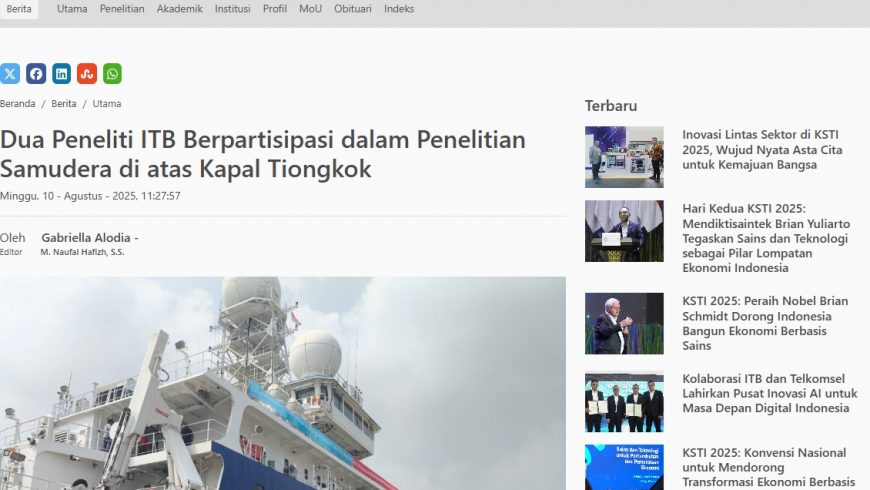 Dosen KK FBSK Berpartisipasi dalam Penelitian Samudera bersama Indonesia-Tiongkok di sekitar Pulau Sumba